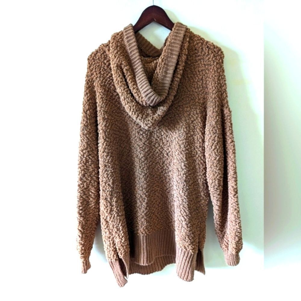 Zenana hoodie marshmallow sweater| ribbed cuffs and hem| popcorn knit size large - Picture 2 of 15